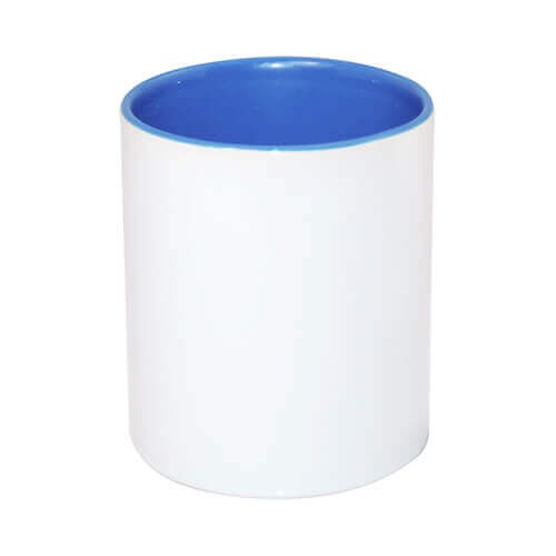 Ceramic pen container with blue interior for sublimation printing