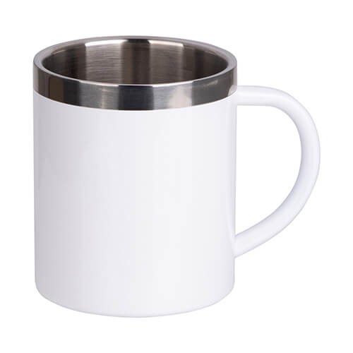 Sublimation anti-cork thermo mug 300 ml white with stainless steel rim