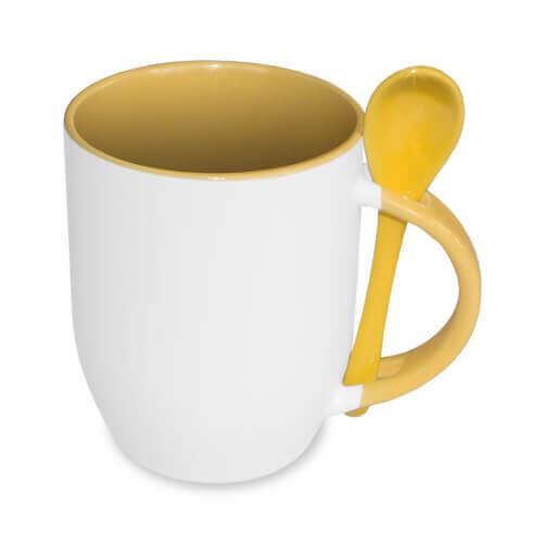 Mug with spoon yellow 