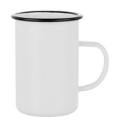 450 ml enamelled mug white with black edge lining for thermo-transfer printing
