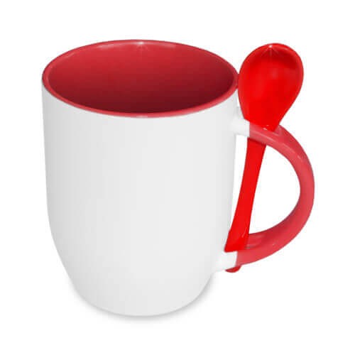 Sublimation mug with spoon Red
