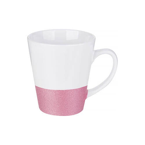 Latte mug 300 ml with a glitter strap for sublimation printing - pink