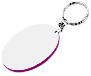 Fob 68 x 48 mm white with purple rim Sublimation Thermal Transfer