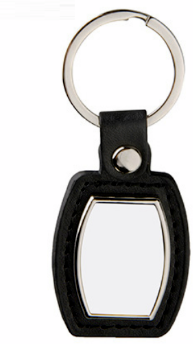 Leather and metal pendant for sublimation - barrel - black