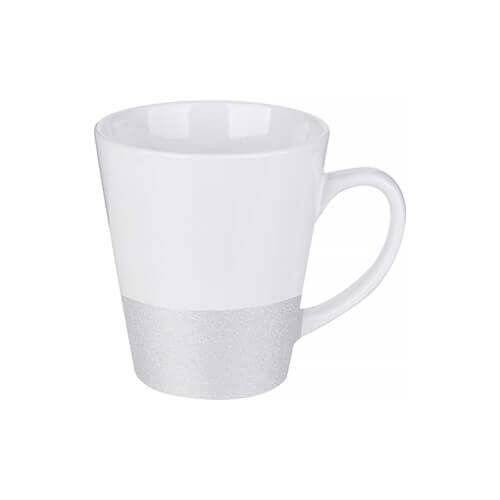 Latte mug 300 ml with a glitter strap for sublimation printing - silver