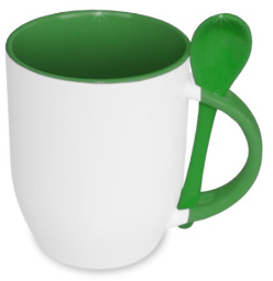 Sublimation mug with spoon Green