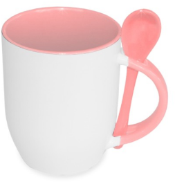 Sublimation mug with spoon Pink