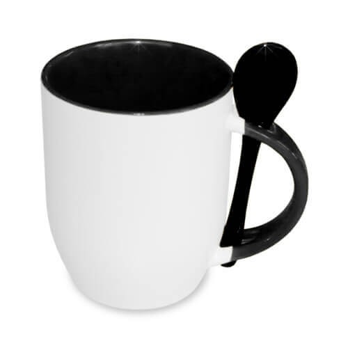 Sublimation mug with spoon Black